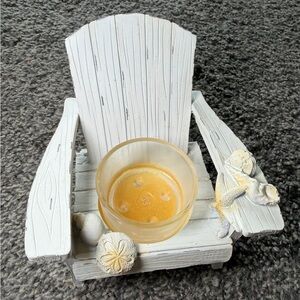 Yankee Candle White Distressed Adirondack Chair Tea Light Holder Beach Aesthetic